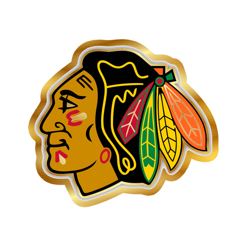 Chicago Blackhawks - Head - Gold Chrome Vinyl Sticker - Custom Size