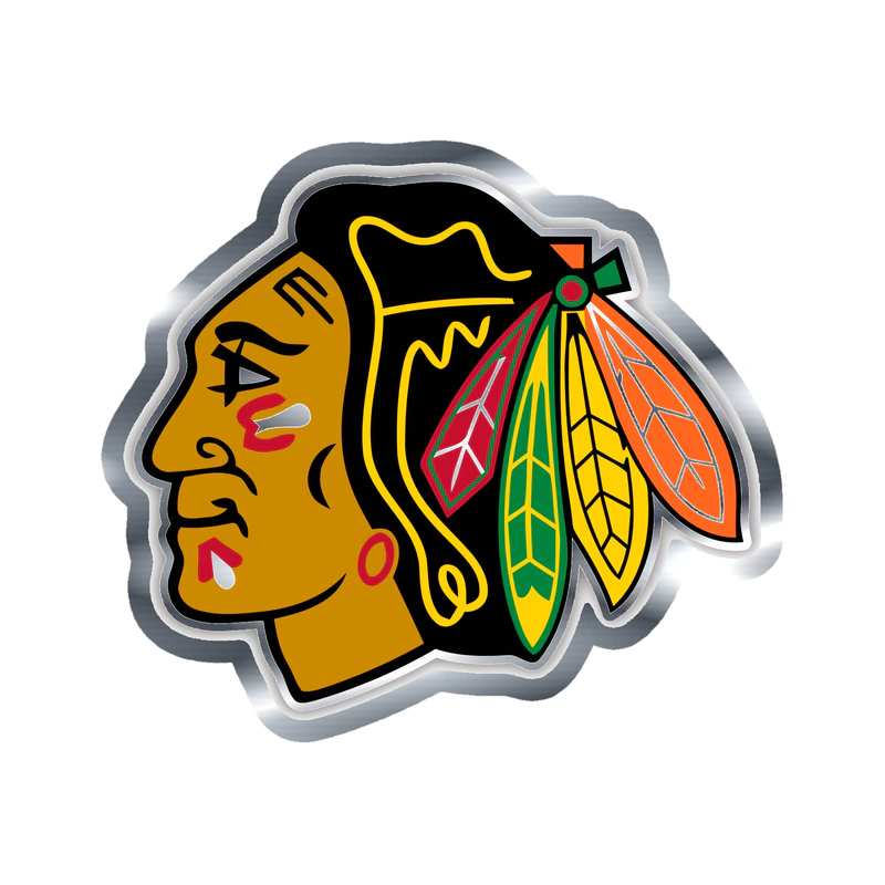 Chicago Blackhawks - Head - Silver Chrome Vinyl Sticker - Custom Size