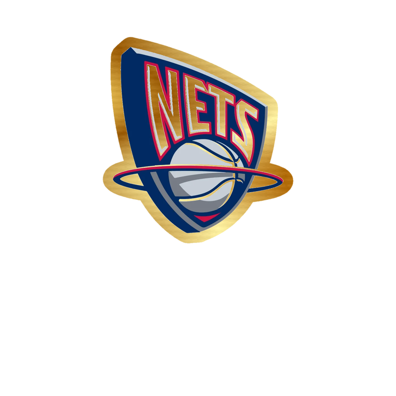 Brooklyn Nets - Basketball Hoop With Nets - Image 1 - Gold Chrome Vinyl Sticker - Custom Size