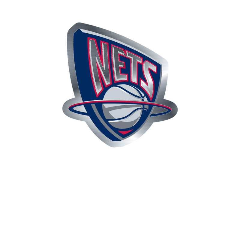 Brooklyn Nets - Basketball Hoop With Nets - Image 1 - Silver Chrome Vinyl Sticker - Custom Size