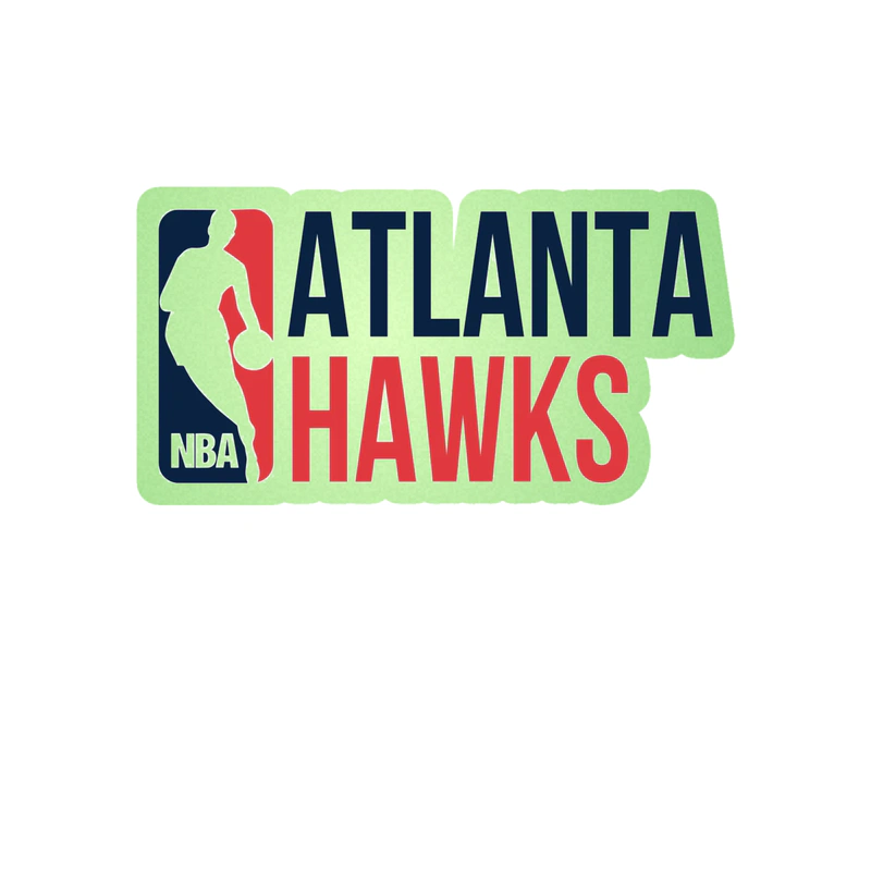 Atlanta Hawks - NBA With Name - Glow in the Dark Vinyl Sticker - Custom Size