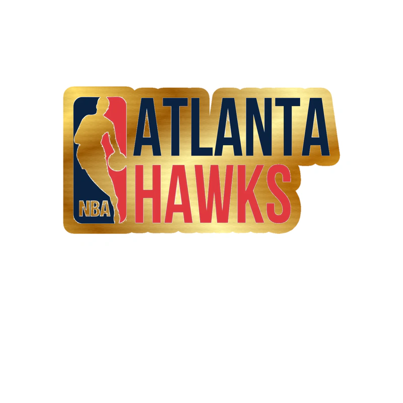 Atlanta Hawks - NBA With Name - Gold Chrome Vinyl Sticker - Custom Size
