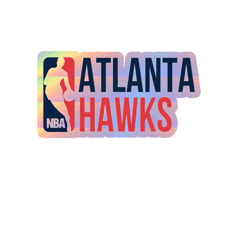 Atlanta Hawks - NBA With Name - Holographic Vinyl Sticker - Custom Size