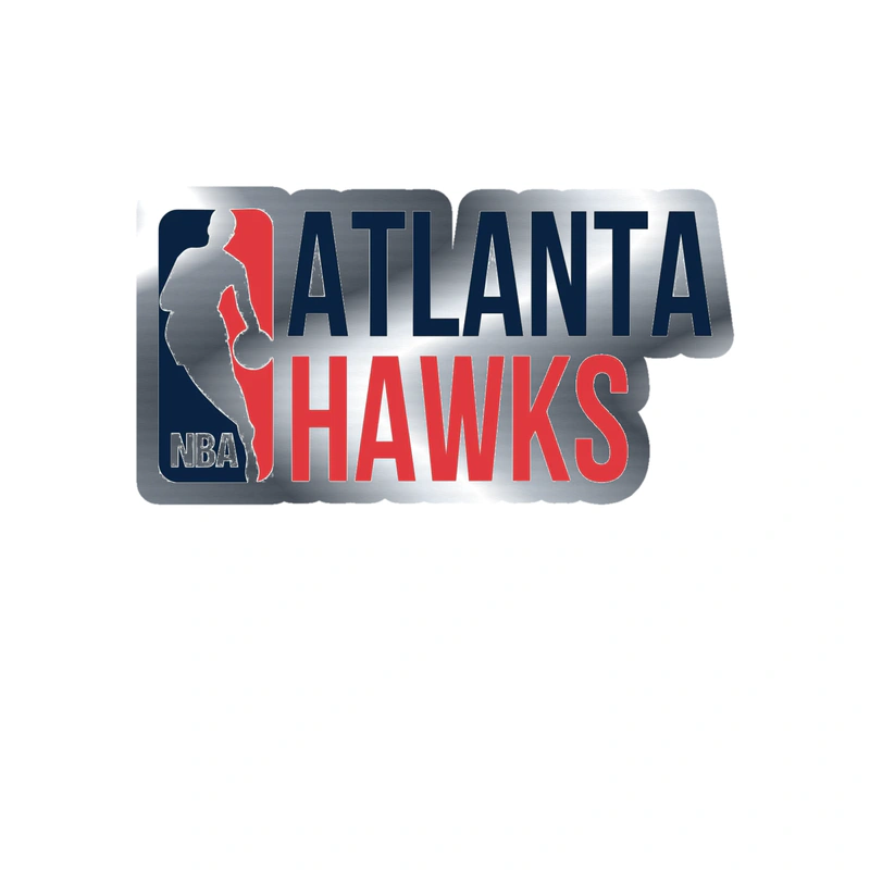 Atlanta Hawks - NBA With Name - Silver Chrome Vinyl Sticker - Custom Size