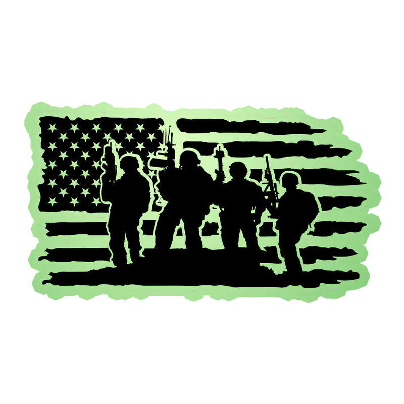 American Flag Glow in the Dark Vinyl Decal - Custom Size