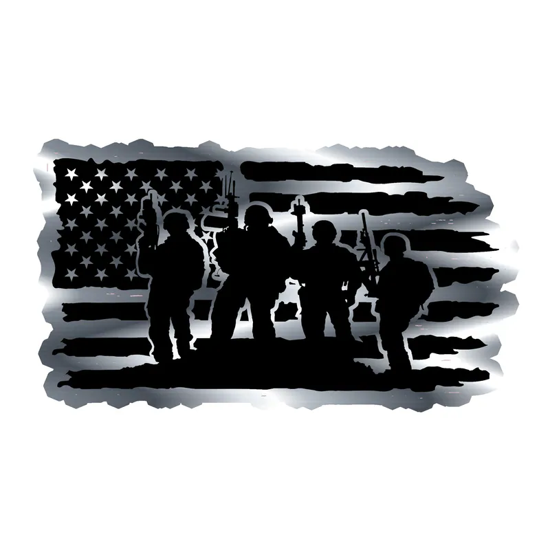 American Flag Silver Chrome Vinyl Decal - Custom Size