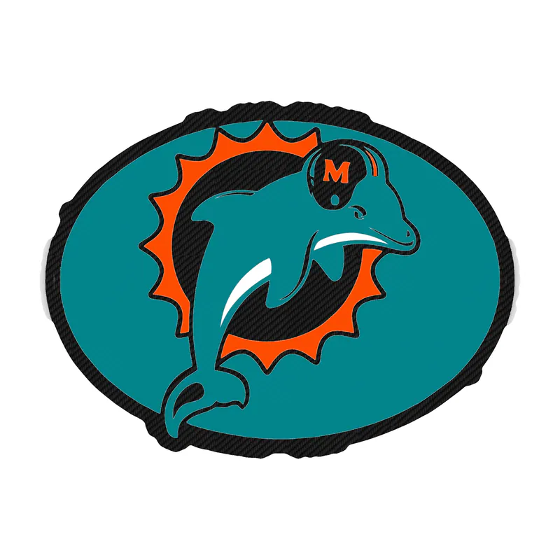 Miami Dolphins - Oval - Carbon Fiber Vinyl Sticker - Custom Size