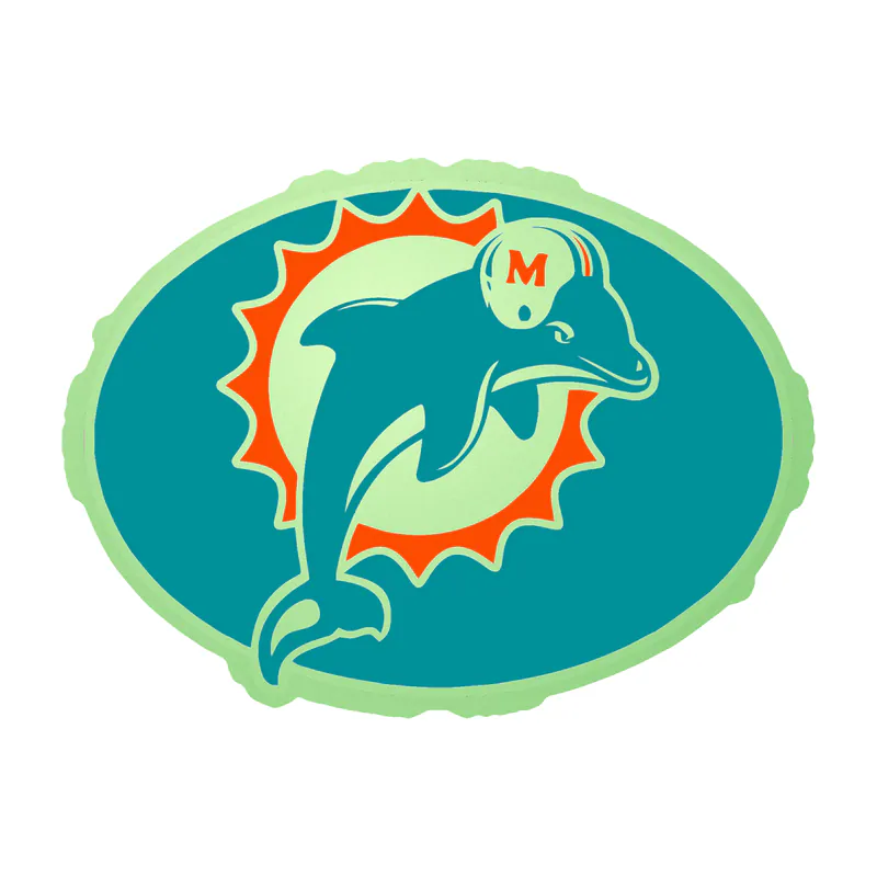 Miami Dolphins - Oval -  Glow in the Dark Vinyl Sticker - Custom Size