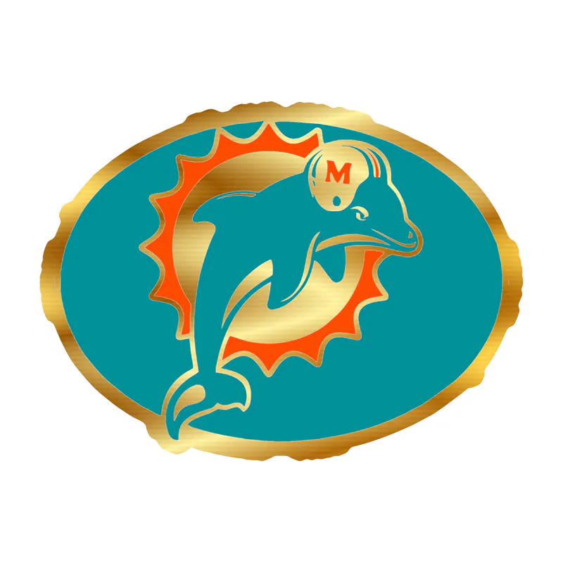 Miami Dolphins - Oval - Gold Chrome Vinyl Sticker - Custom Size