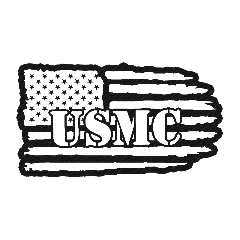 USMC American Flag Carbon Fiber Vinyl Decal - Custom Size