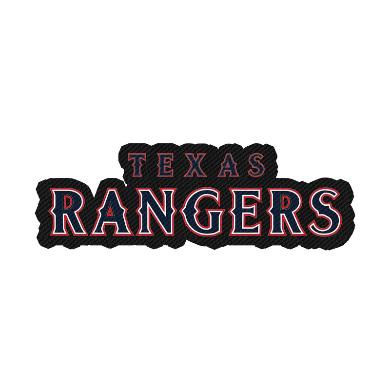 Texas Rangers - Outlined Name - Carbon Fiber Vinyl Sticker - Custom Size