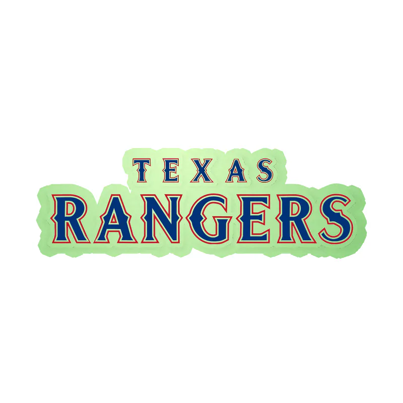 Texas Rangers - Outlined Name - Glow in the Dark Vinyl Sticker - Custom Size