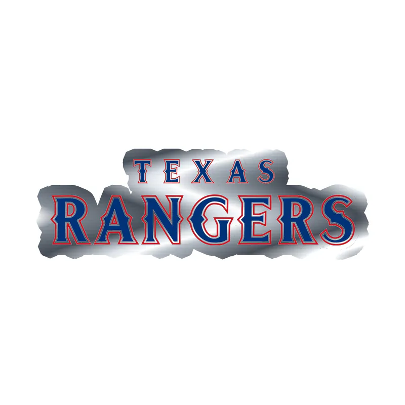 Texas Rangers - Outlined Name - Silver Chrome Vinyl Sticker - Custom Size