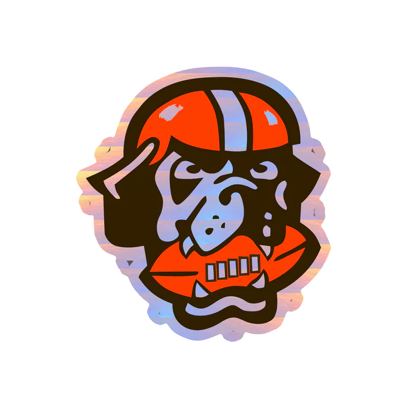 Cleveland Browns - Dog with Football - Holographic Vinyl Sticker - Custom Size