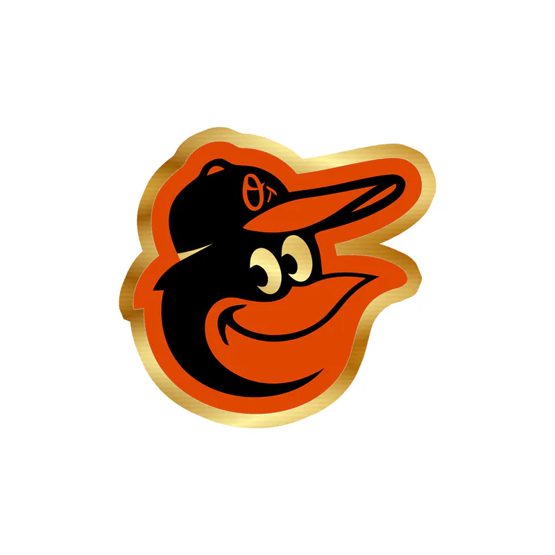 Baltimore Orioles - Bird Cartoon Head - Gold Chrome Vinyl Sticker - Custom Size