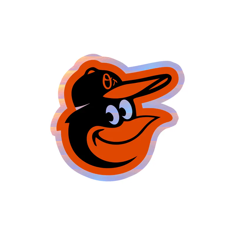 Baltimore Orioles - Bird Cartoon Head - Holographic Vinyl Sticker - Custom Size