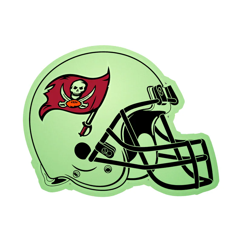 Tampa Bay Buccaneers - Light Helmet - Glow in the Dark Vinyl Sticker - Custom Size