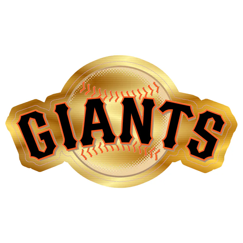 San Francisco Giants - Giants With Baseball - Gold Chrome Vinyl Sticker - Custom Size