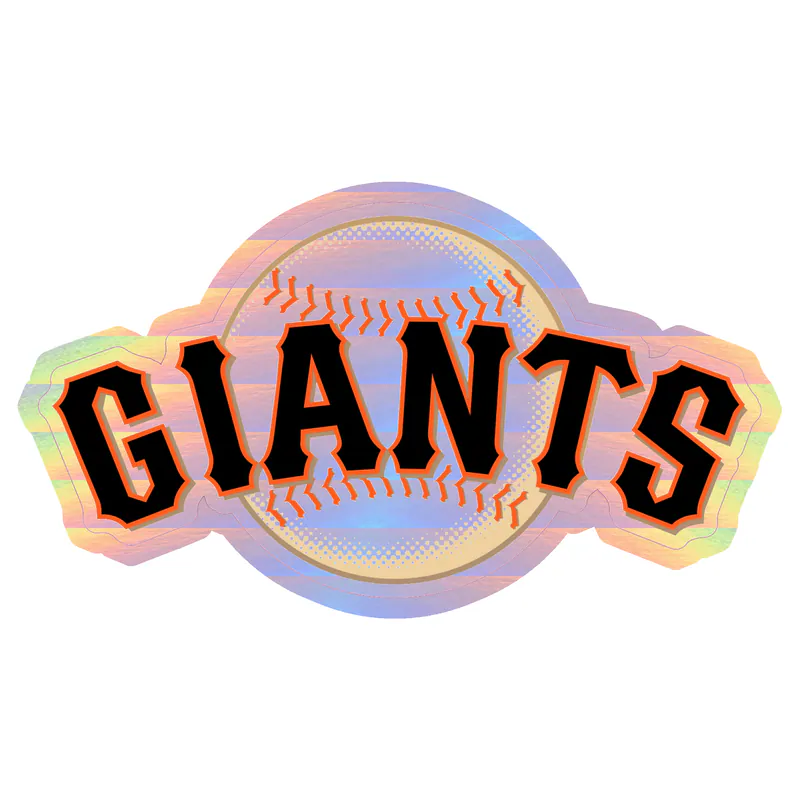 San Francisco Giants - Giants With Baseball - Holographic Vinyl Sticker - Custom Size