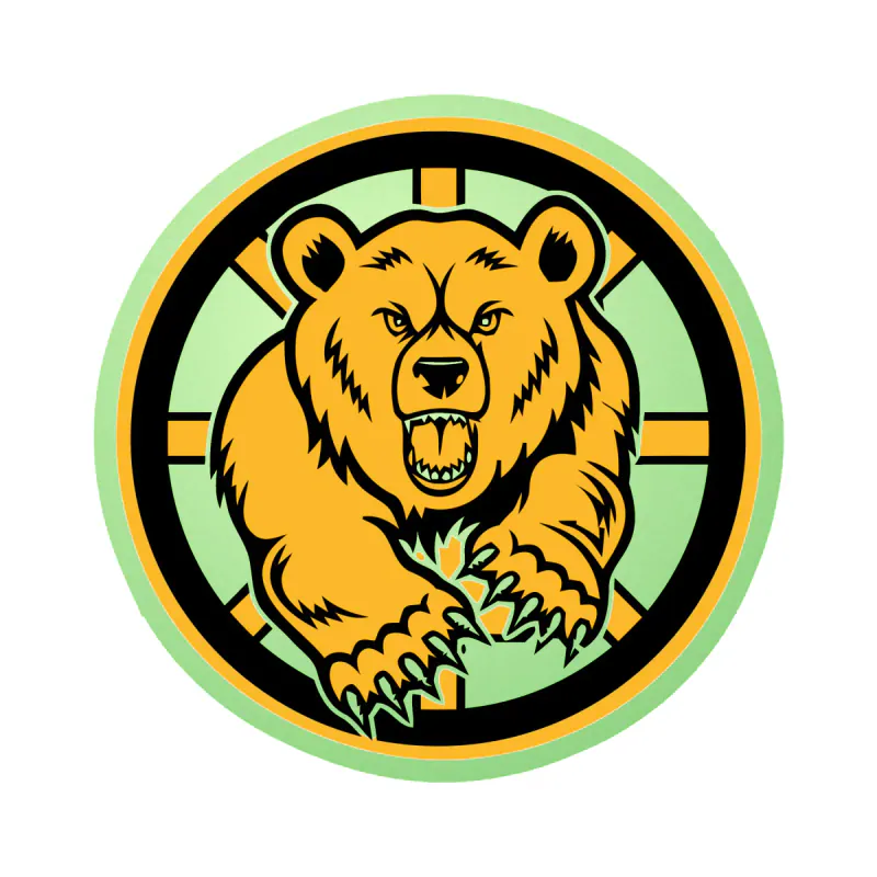 Boston Bruins - Circle With Bear- Glow in the Dark Vinyl Sticker - Custom Size