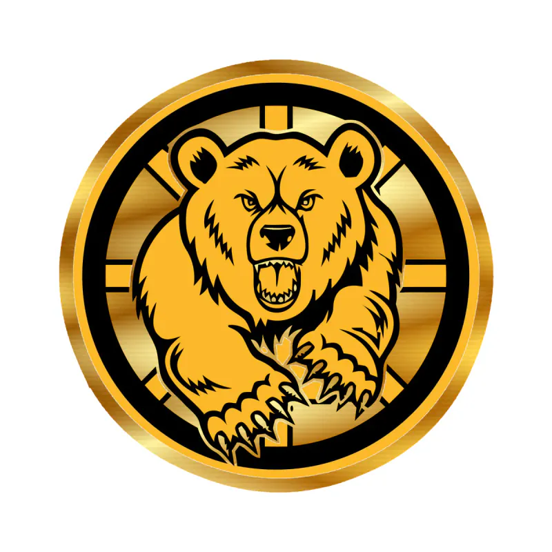 Boston Bruins - Circle With Bear- Gold Chrome Vinyl Sticker - Custom Size