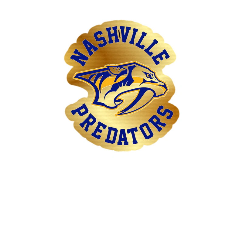 Nashville Predators - Tiger With Name - Gold Chrome Vinyl Sticker - Custom Size