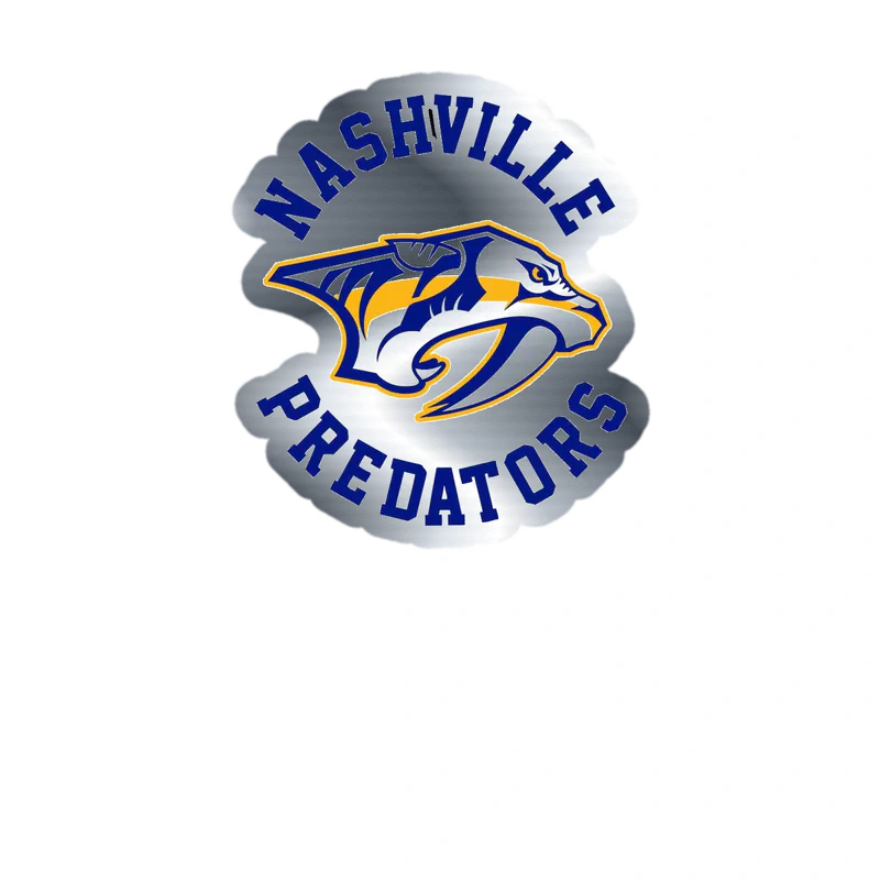 Nashville Predators - Tiger With Name - Silver Chrome Vinyl Sticker - Custom Size