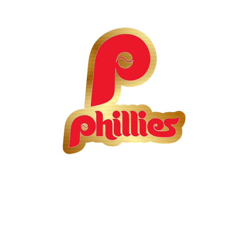 Philadelphia Phillies - P With Phillies - Gold Chrome Vinyl Sticker - Custom Size