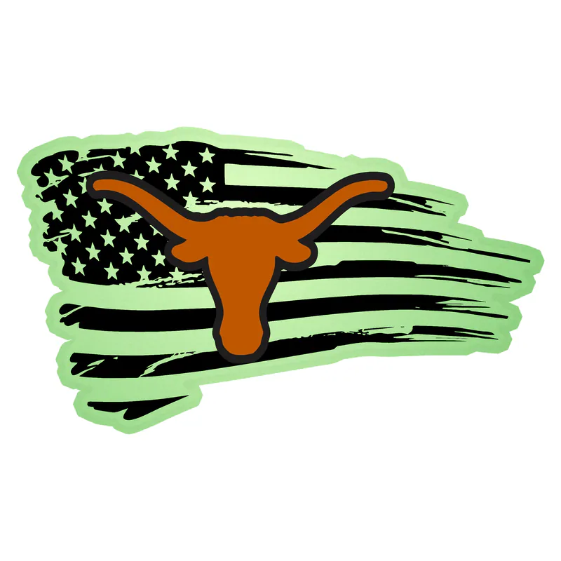 Texas Longhorns Flag Glow in the Dark Vinyl Decal - Custom Size