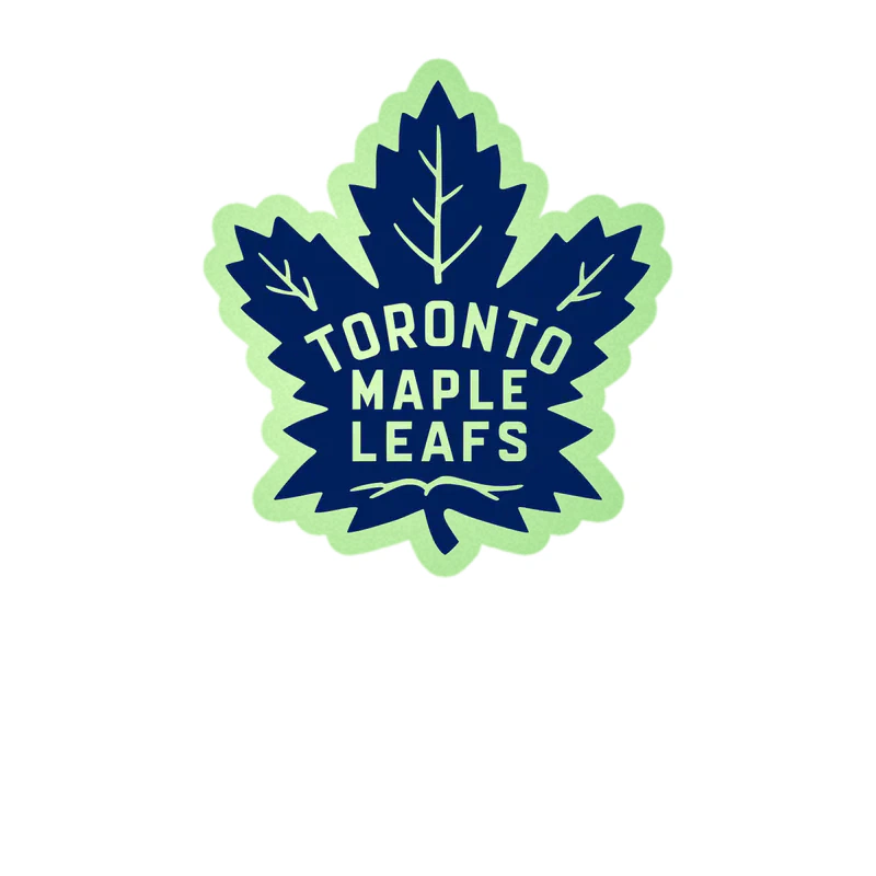 Toronto Maple Leafs - Dark Blue Leaf With Name - Glow in the Dark Vinyl Sticker - Custom Size