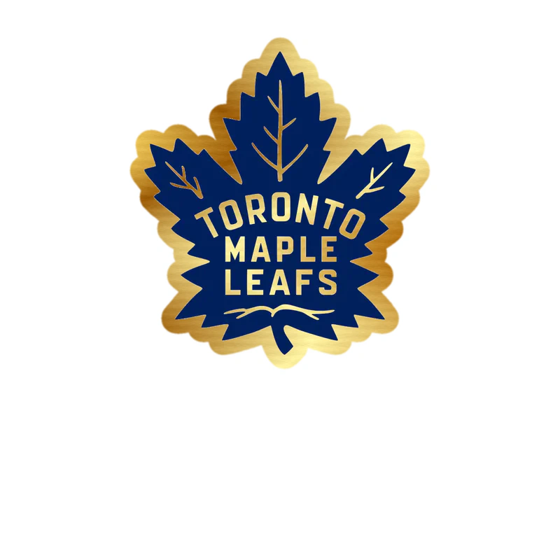 Toronto Maple Leafs - Dark Blue Leaf With Name - Gold Chrome Vinyl Sticker - Custom Size