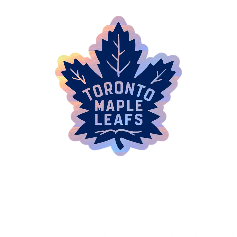Toronto Maple Leafs - Dark Blue Leaf With Name - Holographic Vinyl Sticker - Custom Size