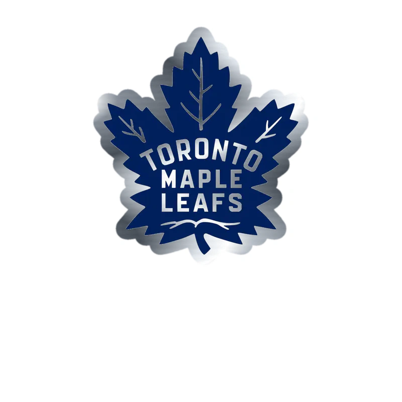 Toronto Maple Leafs - Dark Blue Leaf With Name - Silver Chrome Vinyl Sticker - Custom Size