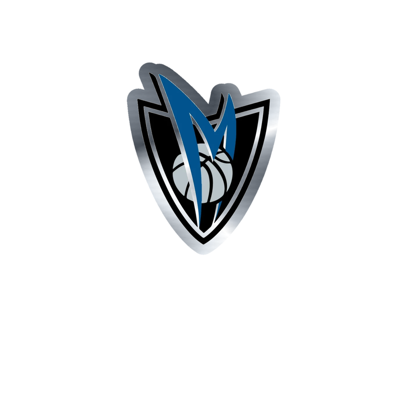 Dallas Mavericks - Shield With M - Silver Chrome Vinyl Sticker - Custom Size
