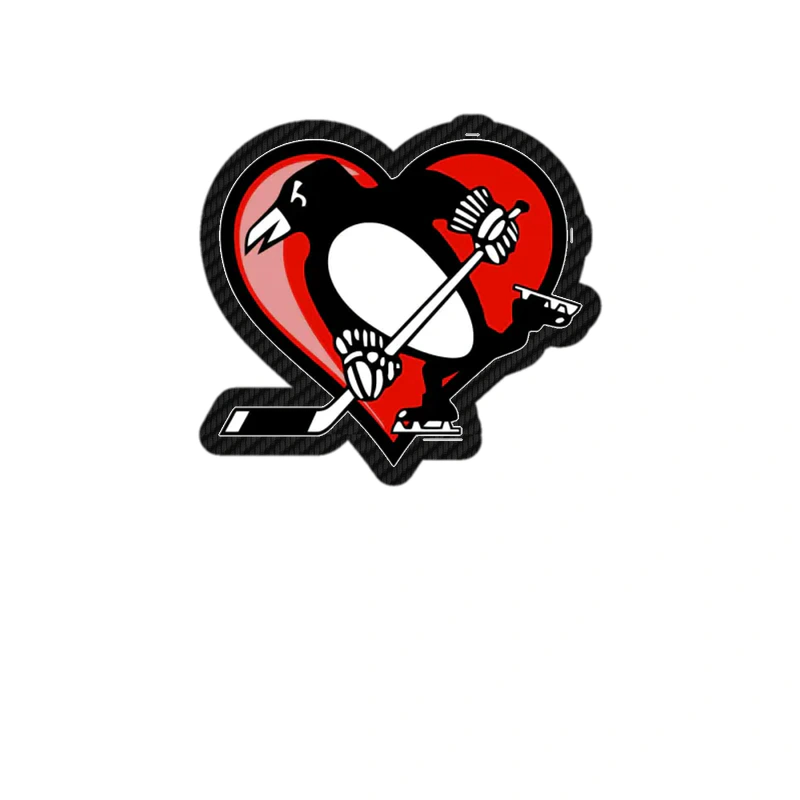 Pittsburgh Penguins - Heart - Carbon Fiber Vinyl Sticker - Custom Size