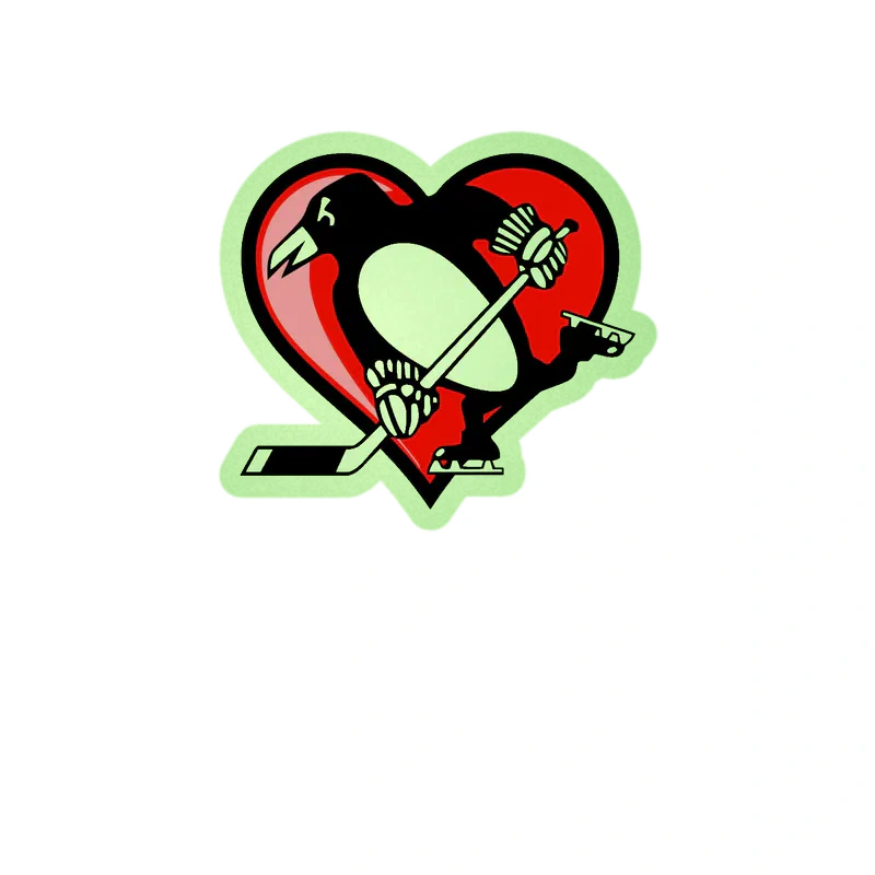 Pittsburgh Penguins - Heart - Glow in the Dark Vinyl Sticker - Custom Size