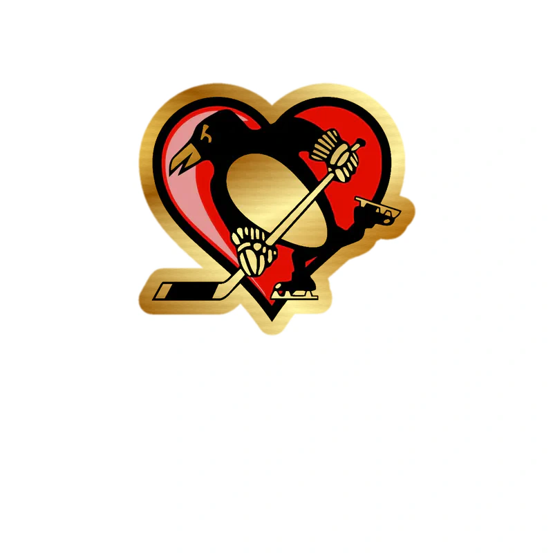 Pittsburgh Penguins - Heart - Gold Chrome Vinyl Sticker - Custom Size