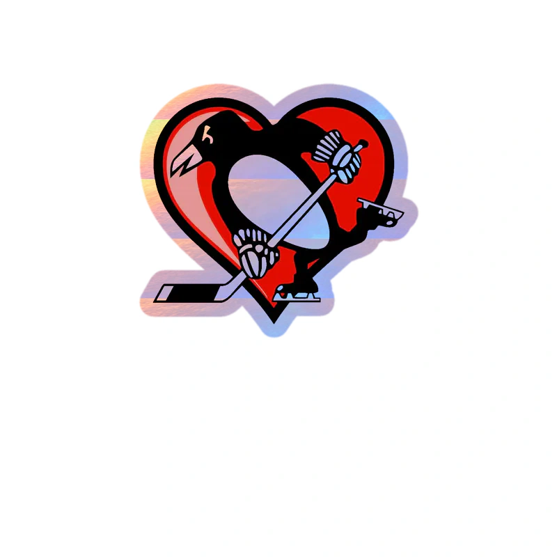 Pittsburgh Penguins - Heart - Holographic Vinyl Sticker - Custom Size