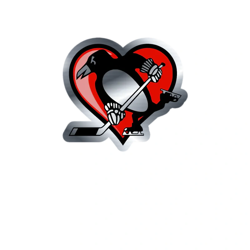 Pittsburgh Penguins - Heart - Silver Chrome Vinyl Sticker - Custom Size