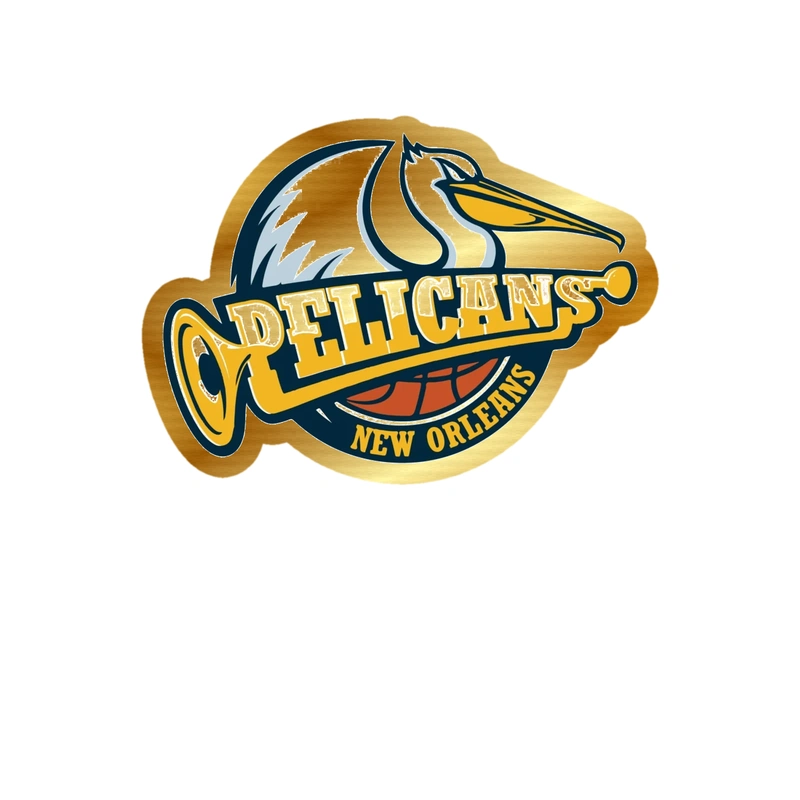 New Orleans Pelicans - Image 2 - Gold Chrome Vinyl Sticker - Custom Size
