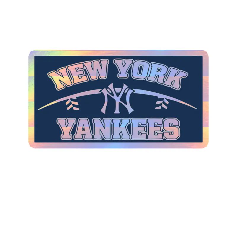 New York Yankees - Rectangle With Name - Holographic Vinyl Sticker - Custom Size