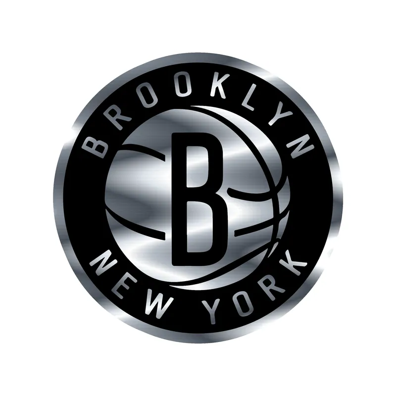 Brooklyn Nets - Basketball Brooklyn New York - Silver Chrome Vinyl Sticker - Custom Size