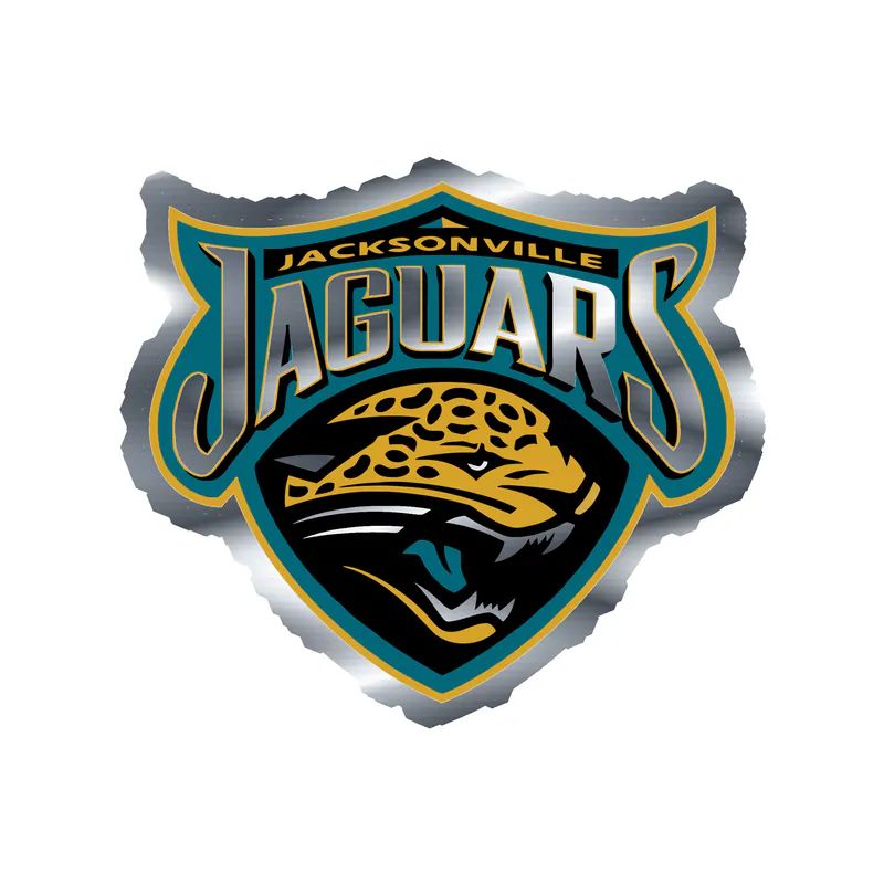 Jacksonville Jaguars - Shield With Jaguar head - Silver Chrome Vinyl Sticker - Custom Size