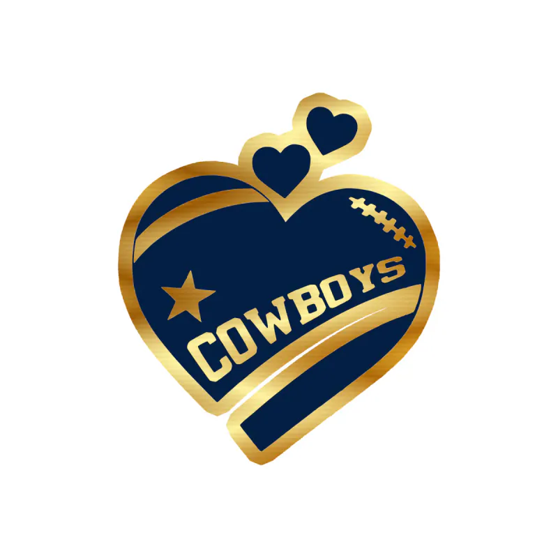 Dallas Cowboys - Heart - Image 1 - Gold Chrome Vinyl Sticker - Custom Size