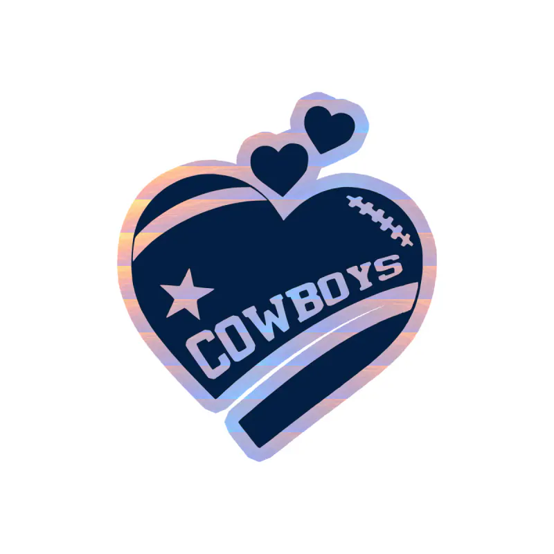 Dallas Cowboys - Heart - Image 1 - Holographic Vinyl Sticker - Custom Size