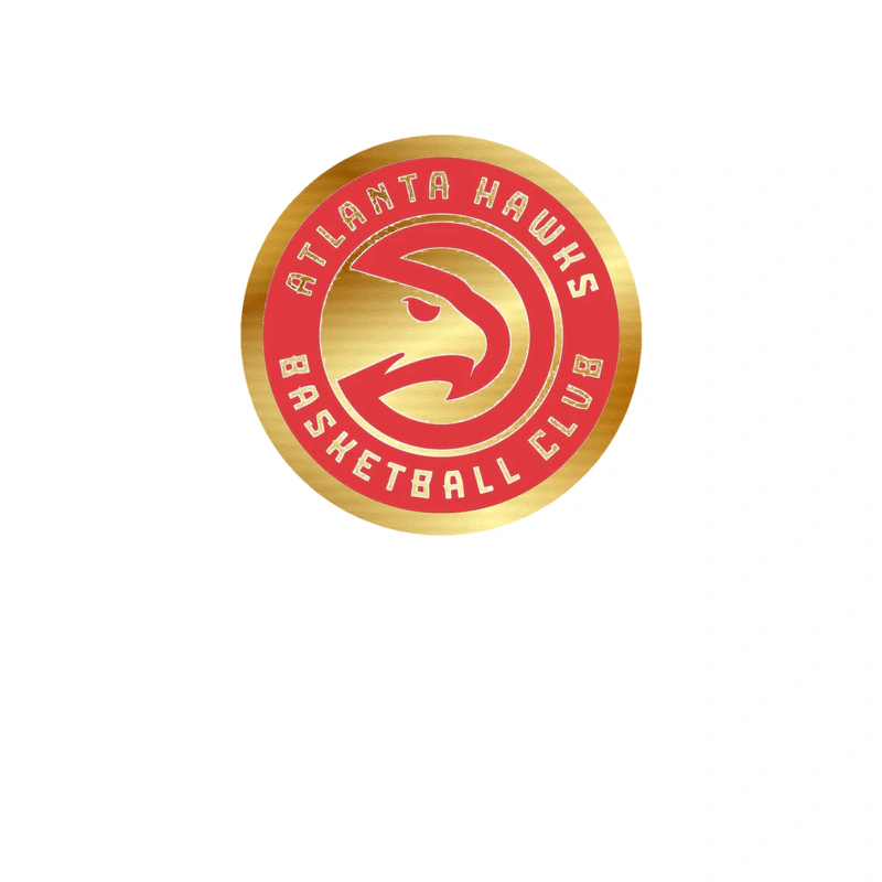Atlanta Hawks - Red Circle Basketball Club - Gold Chrome Vinyl Sticker - Custom Size