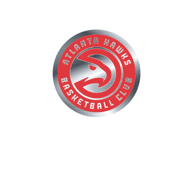 Atlanta Hawks - Red Circle Basketball Club - Silver Chrome Vinyl Sticker - Custom Size