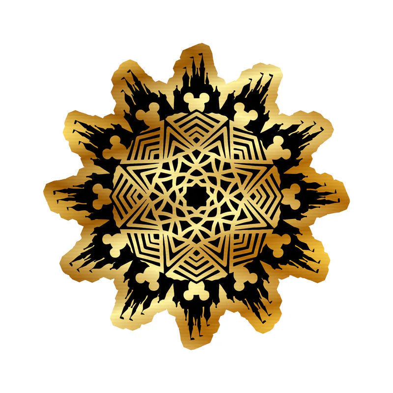 Mickey Medallion Gold Chrome Vinyl Sticker - Custom Size