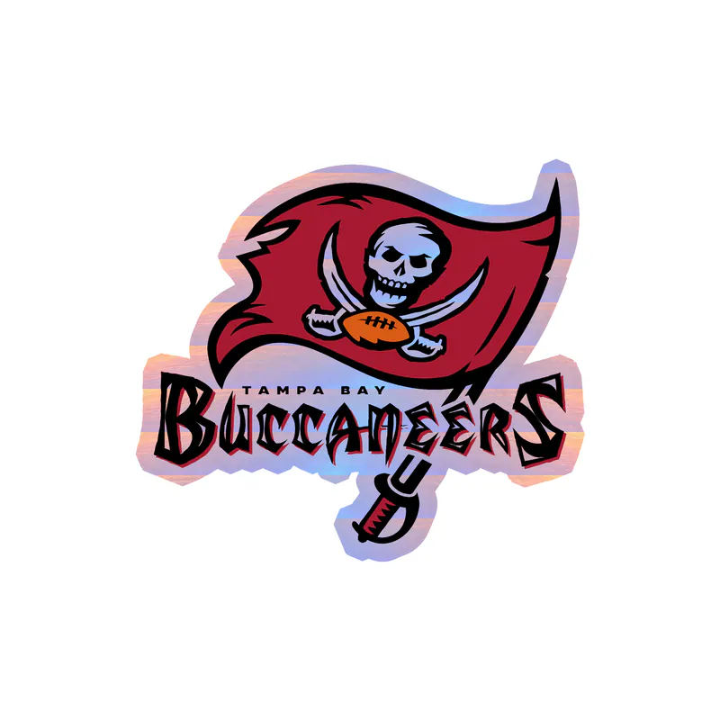 Tampa Bay Buccaneers - Dark Flag Wording - Holographic Vinyl Sticker - Custom Size