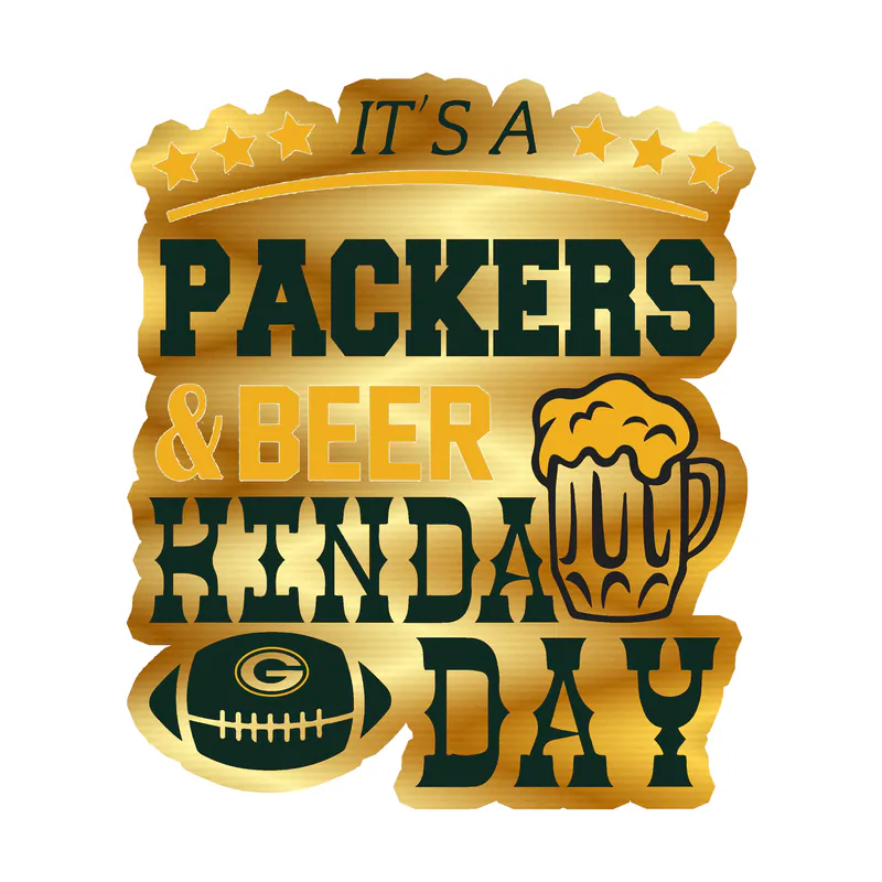 Green Bay Packers - Image 17 - Gold Chrome Vinyl Sticker - Custom Size